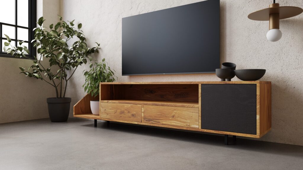 dębowa szafka RTV pod telewizor
